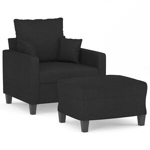 vidaXL Poltrona com apoio de p&eacute;s 60 cm tecido preto