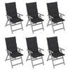 vidaXL Cadeiras jardim reclin&aacute;veis c/ almofad&otilde;es 6 pcs ac&aacute;cia maci&ccedil;a