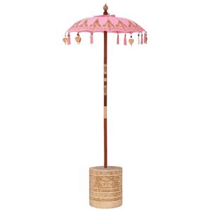 vidaXL Parasol Balin&ecirc;s com Base Rosa 95 x 95 x 260 cm