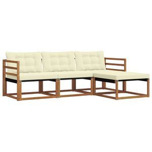 vidaXL Conjunto de Sof&aacute;s para Exterior 4 unid. Natural e Creme