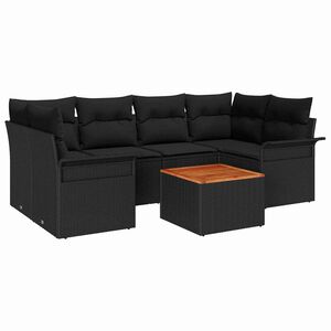 vidaXL Conjunto de Sof&aacute; de Jardim 7 unid. Preto vime PE