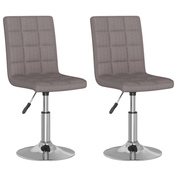 vidaXL Cadeiras de jantar girat&oacute;rias 2 pcs tecido cinzento-acastanhado