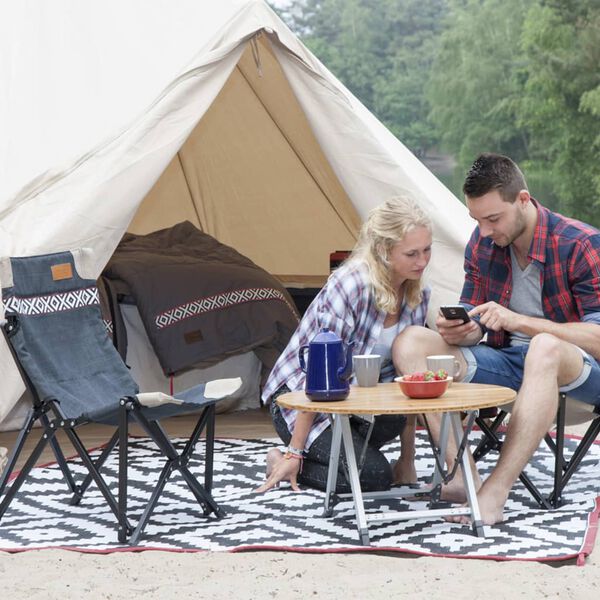 Bo-Camp Tapete de exterior Chill mat Lewisham M 2x1,8 m preto e branco