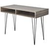 vidaXL Mesa com 2 compartimentos, cinzento