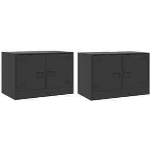 vidaXL M&oacute;veis de TV 2 pcs 67x39x44 cm a&ccedil;o preto