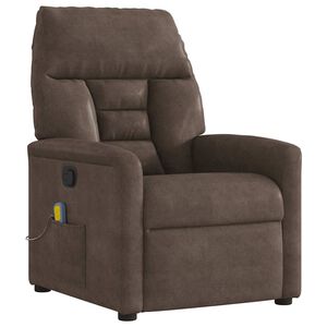 vidaXL Poltrona de massagens reclin&aacute;vel tecido de microfibra castanho