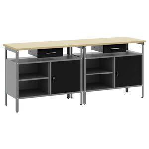 vidaXL Conjunto de bancada de trabalho 2 unid. Preto e Cinza