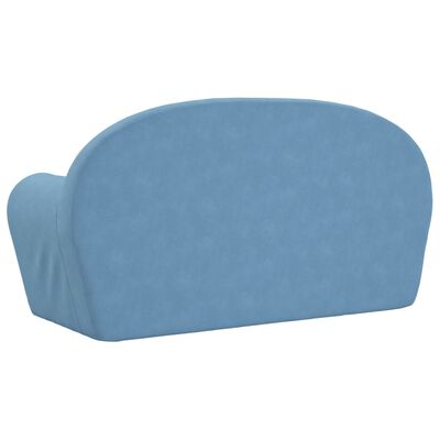 vidaXL Sofá-cama infantil de 2 lugares pelúcia macia azul