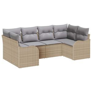 vidaXL Conjunto de Sof&aacute; de Jardim 6 pcs Bege Rattan Sint&eacute;tico