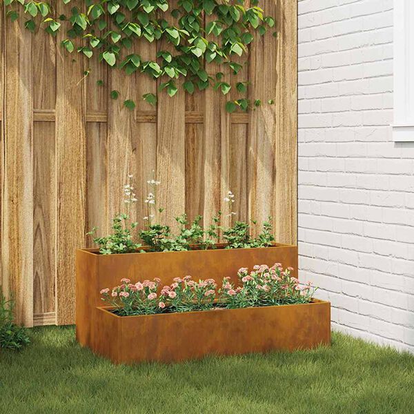 vidaXL Vaso de Jardim Ferro Enferrujado 100 x 60 x 45 cm