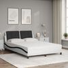 vidaXL Estrutura de cama sem colch&atilde;o Zadar 140x190 cm couro artificial preto e branco