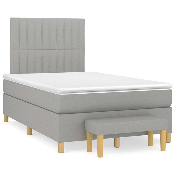 vidaXL Cama boxspring com colch&atilde;o 120x190 cm tecido cinzento-claro