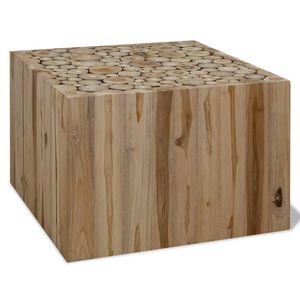 vidaXL Mesa de centro em madeira de teca genu&iacute;na 50x50x35 cm