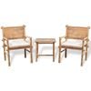 vidaXL 3 pcs conjunto bistr&ocirc; com almofad&otilde;es em bambu