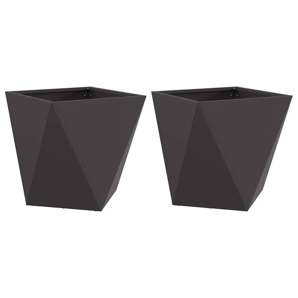 vidaXL Floreira 2 pcs Preto 50 x 50 x 50 cm A&ccedil;o