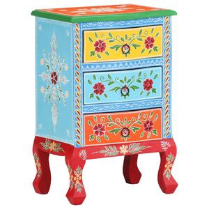 vidaXL Mesa de cabeceira pintada &agrave; m&atilde;o 40x30x60 cm mangueira maci&ccedil;a