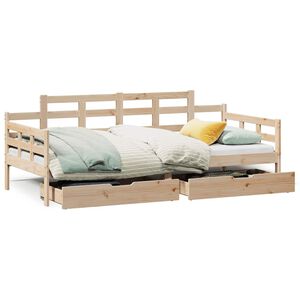 vidaXL Sofá-cama com gavetas 90x200 cm madeira de pinho maciça