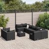vidaXL 10 pcs conjunto sof&aacute;s de jardim c/ almofad&otilde;es vime PE preto