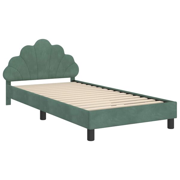 vidaXL Estrutura de Cama Infantil com Cabeceira Verde do Mar Veludo