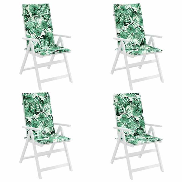 vidaXL Almofad&otilde;es p/ cadeira encosto alto 4 pcs tecido oxford folhas