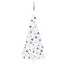 vidaXL Meia &aacute;rvore Natal artificial pr&eacute;-iluminada c/ bolas branco