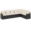 vidaXL 7 pcs conjunto de sof&aacute;s p/ jardim c/ almofad&otilde;es vime PE preto
