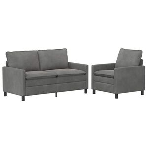 vidaXL Conjunto de Sof&aacute;s 2 unid. Cinzento-Escuro Veludo
