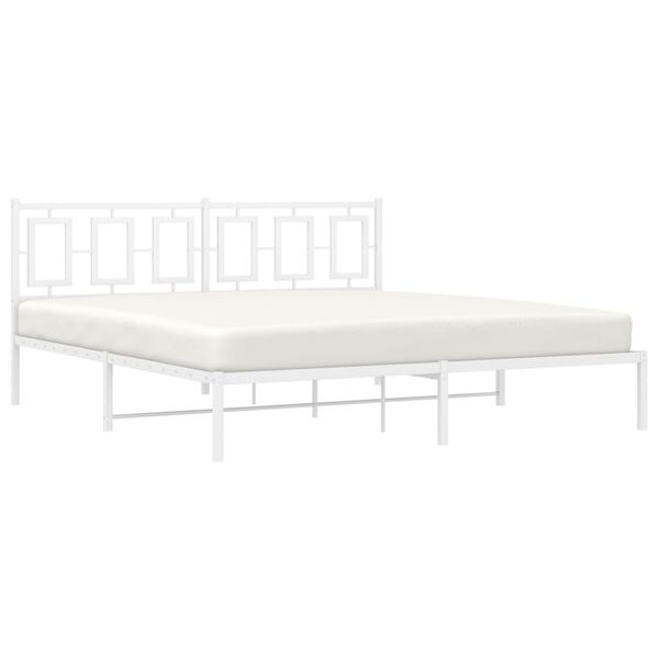 vidaXL Estrutura de cama com cabeceira 183x213 cm metal branco