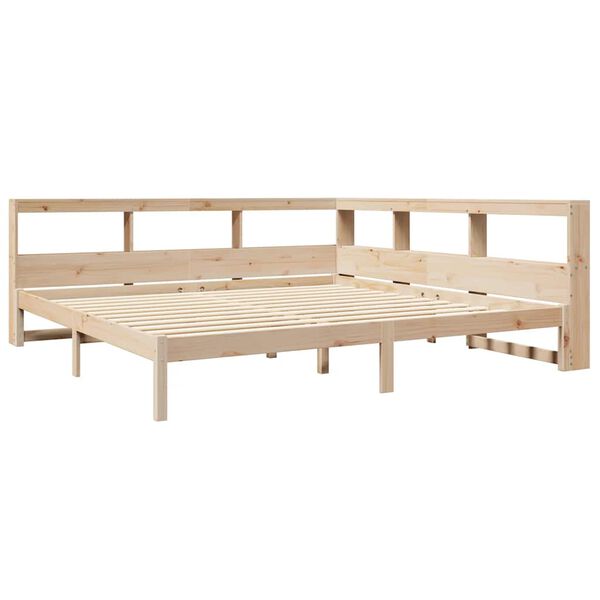 vidaXL Cama com estante sem colchão 200x200 cm pinho maciço