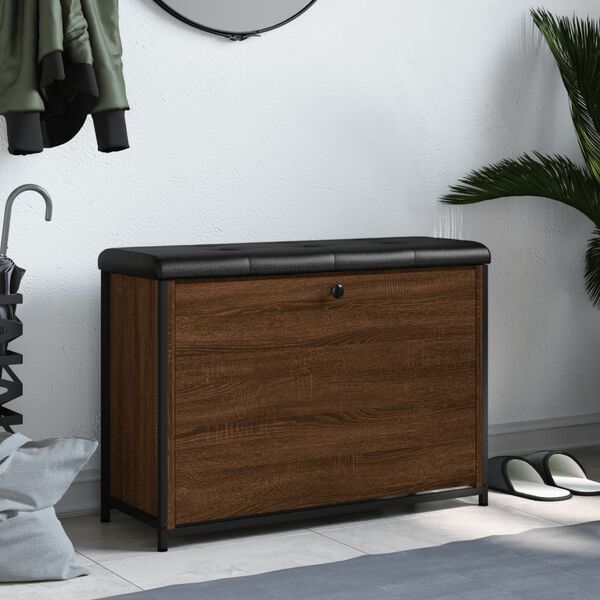 vidaXL Banco sapateira c/ gaveta articulada 82x32x56 carvalho castanho