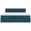 vidaXL Cama otomana com colch&otilde;es/LEDs 200x200 cm veludo azul-escuro