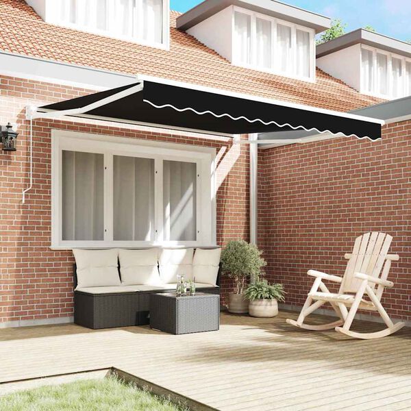 vidaXL Toldo Manual Preto 3 x 2,5 m Poli&eacute;ster e metal