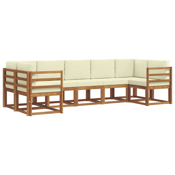vidaXL Conjunto de Sof&aacute;s para Exterior 7 pcs Natural e Creme