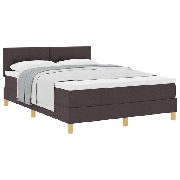 vidaXL Cama Box com colch&atilde;o Marrom Escuro 160 x 200 cm tecido