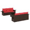 vidaXL Conjunto de sof&aacute; de jardim com 7 pe&ccedil;as e almofadas em rattan sint&eacute;tico marrom