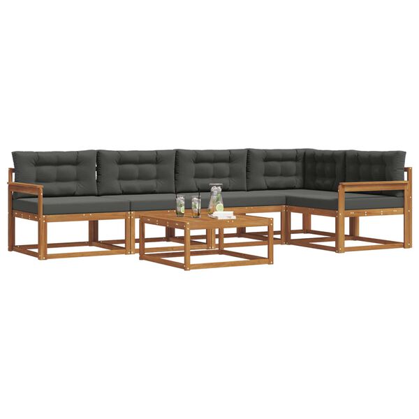 vidaXL Conjunto de Sof&aacute;s para Exterior 6 pcs Natural e Antracite