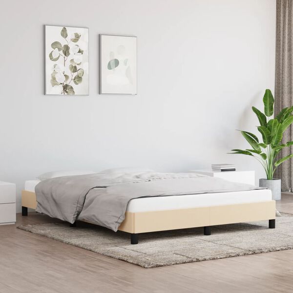 vidaXL Estrutura de cama sem colchão 140x190 cm tecido cor creme