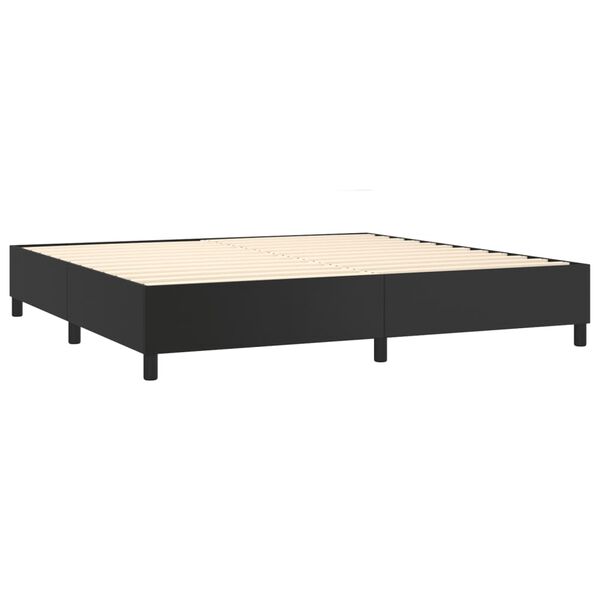 vidaXL Estrutura de cama com molas 200x200 cm couro artificial preto