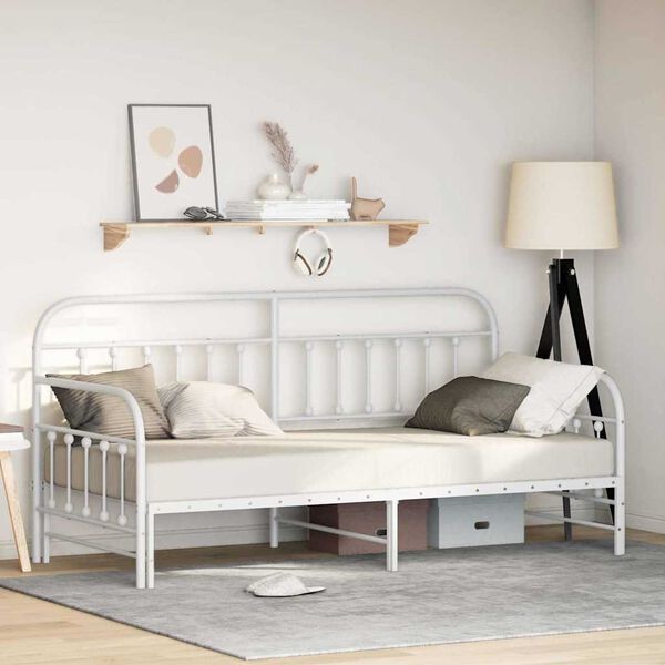 vidaXL Estrutura de cama de dia com cabeceira Branco 107 x 203 cm Aço