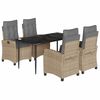 vidaXL 5pcs conj. jantar jardim c/ almofad&otilde;es vime PE bege misturado