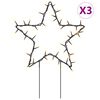 vidaXL Decora&ccedil;&atilde;o estrela de Natal c/ luz e estacas 3 pcs 50 LEDs 29 cm