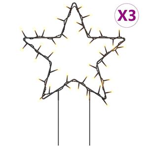 vidaXL Decora&ccedil;&atilde;o estrela de Natal c/ luz e estacas 3 pcs 50 LEDs 29 cm