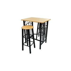 vidaXL Conjunto de jantar com mesa madeira bronze e a&ccedil;o preto