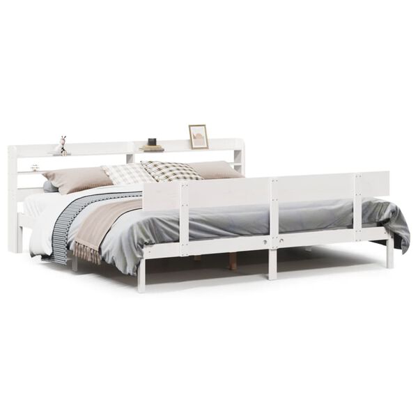 vidaXL Cama sem colch&atilde;o 180x200 cm madeira de pinho maci&ccedil;a branco