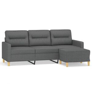 vidaXL Sof&aacute; de 3 lugares com apoio de p&eacute;s 180 cm tecido cinza-escuro