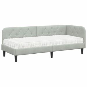 vidaXL Estrutura de Cama de Canto Cinzento-claro 80 x 200 cm Veludo