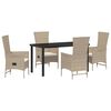vidaXL Conjunto de Jantar para Jardim 5 unid. Bege vime PE