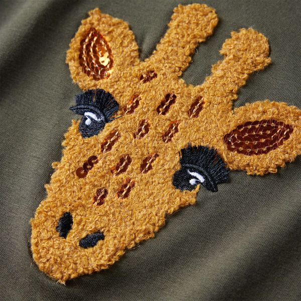 T-shirt de manga comprida para crian&ccedil;a caqui 140