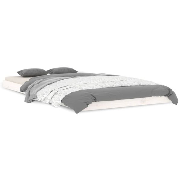 vidaXL Estrutura de cama 100x200 cm madeira de pinho maciça branco