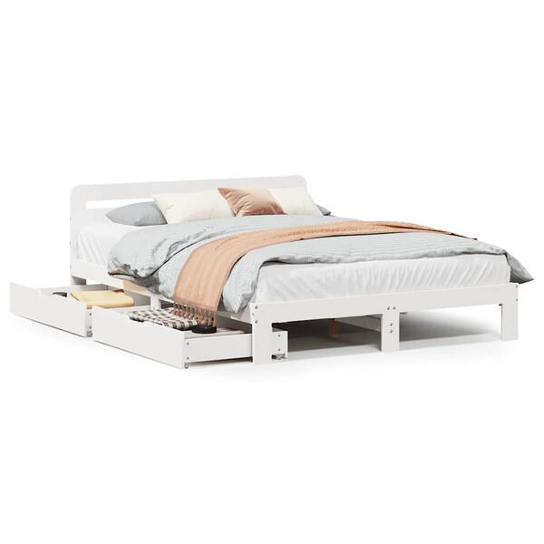 vidaXL Cama sem colch&atilde;o 120x190 cm madeira de pinho maci&ccedil;a branco